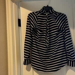 Calvin Klein Black and White Striped front zip Shirt